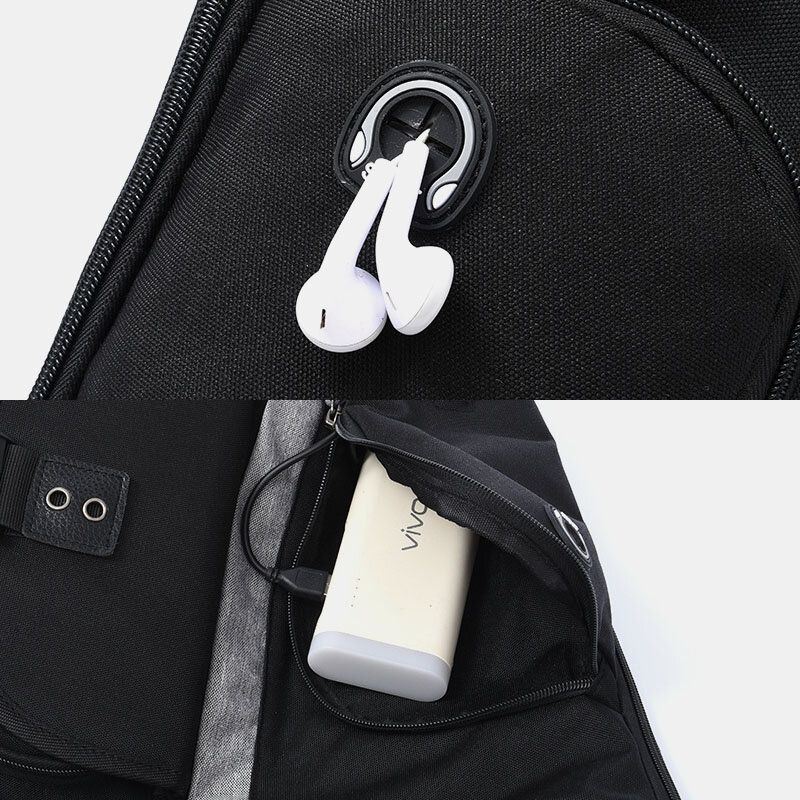 Heren 2 Stuks Usb Opladen Oortelefoon Grote Capaciteit Multifunctionele Waterdichte Crossbody Tas Borsttas Sling Bag