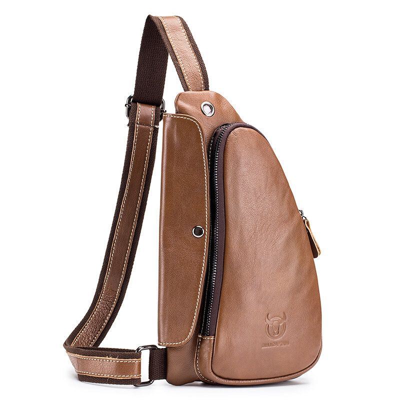 Heren Borsttas Echte Lederen Sling Bag Solide Crossbody Tas