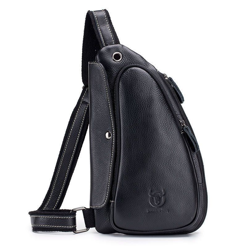 Heren Borsttas Echte Lederen Sling Bag Solide Crossbody Tas