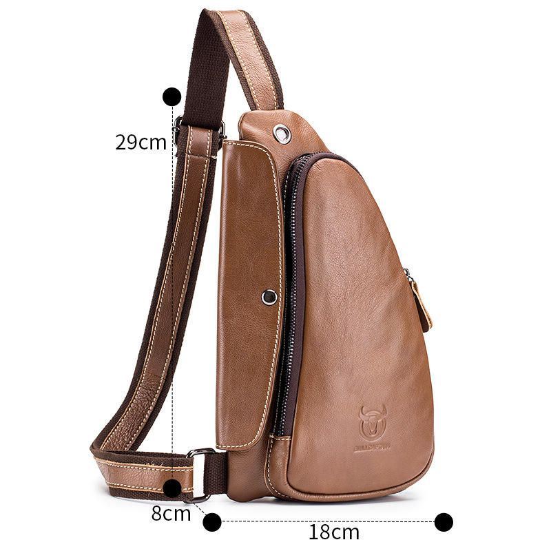 Heren Borsttas Echte Lederen Sling Bag Solide Crossbody Tas