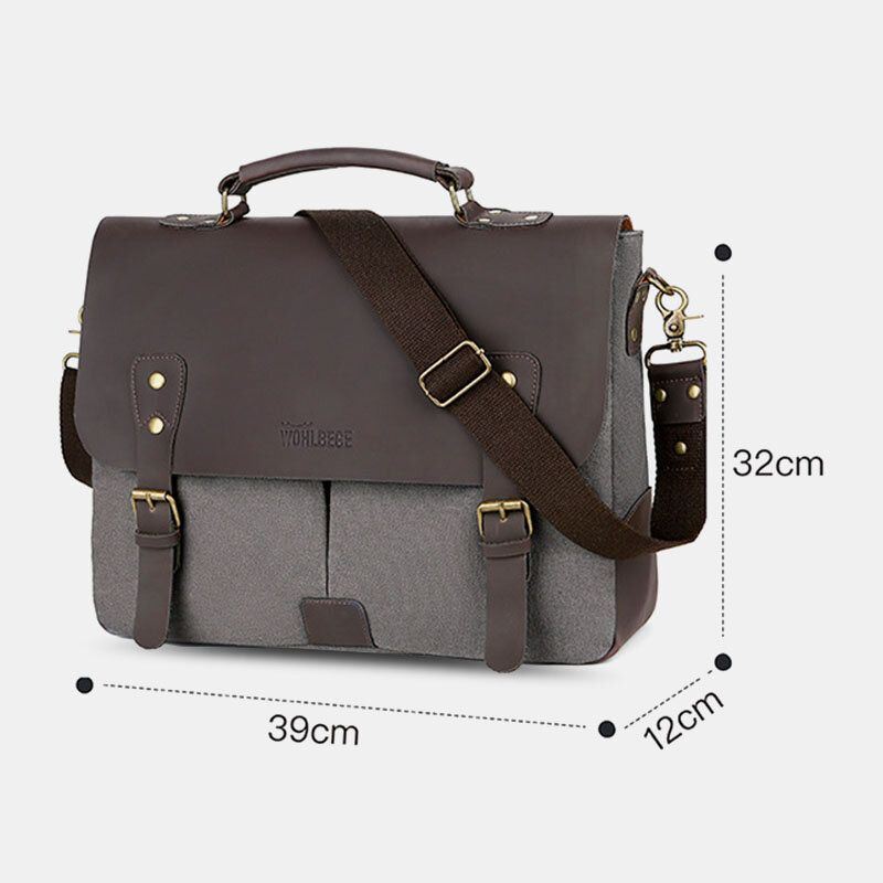 Heren Canvas Grote Capaciteit Cover Rits Vintage Zakelijke Messenger Bag Laptoptas Crossbody Tas Handtas