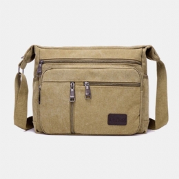 Heren Canvas Grote Capaciteit Eenvoudige Schoudertas Crossbody Tas Voor Op Reis