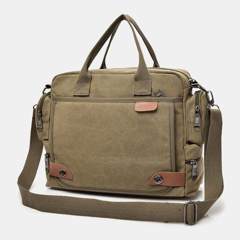 Heren Canvas Grote Capaciteit Multi-pocket Casual 13.3 Inch Laptoptas Crossbody Tassen Schoudertas Aktetas