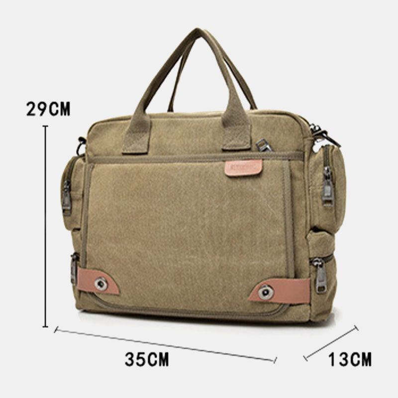 Heren Canvas Grote Capaciteit Multi-pocket Casual 13.3 Inch Laptoptas Crossbody Tassen Schoudertas Aktetas