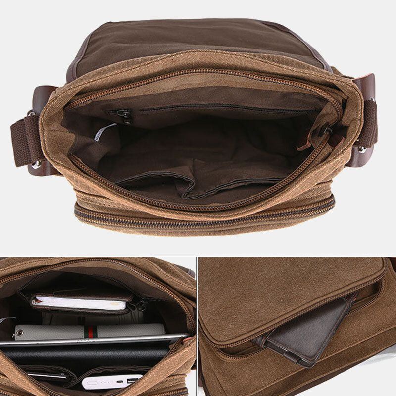 Heren Canvas Grote Capaciteit Waterbestendige Vintage Laptop Messenger Bag Schoudertas Crossbody Tas