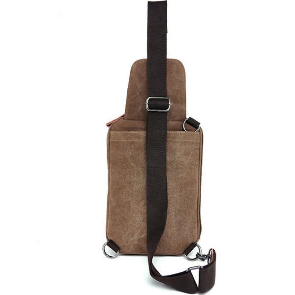 Heren Canvas Met Lederen Retro Ademende Borsttas Crossbody Tas Casual Reizen Schoudertas