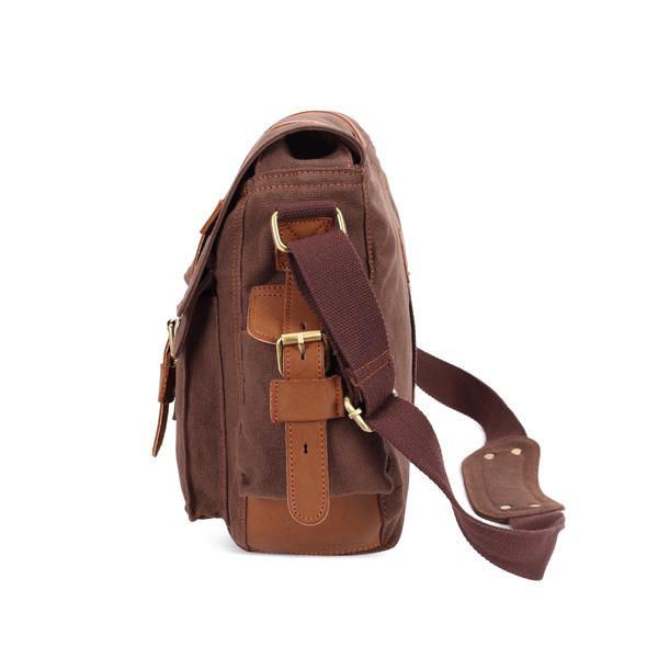 Heren Canvas Microfibric Lederen Casual Outdoor Messenger Schoudertas Crossbody Tas