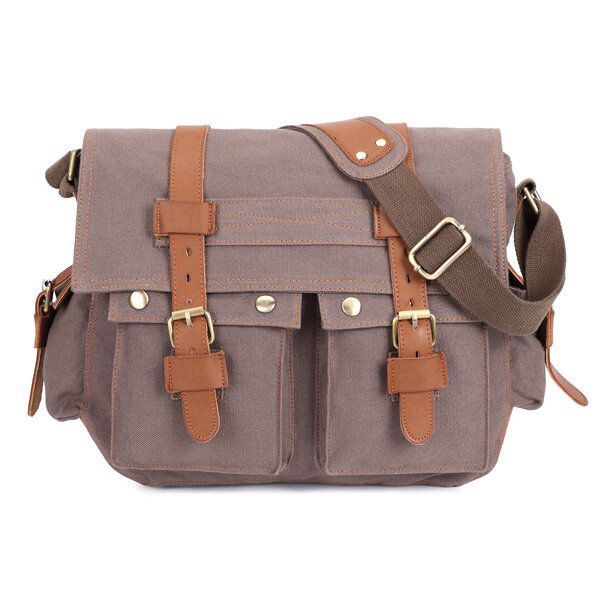 Heren Canvas Microfibric Lederen Casual Outdoor Messenger Schoudertas Crossbody Tas