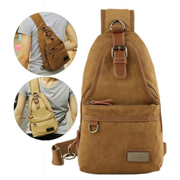 Heren Canvas Retro Crossbody Tas Borsttas Casual Outdoor Sport Schoudertas