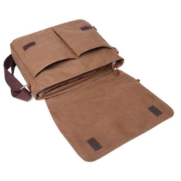 Heren Canvas Schoudertas Casual Messenger Bag Retro Laptoptas