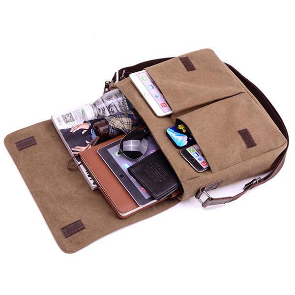 Heren Canvas Schoudertas Casual Messenger Bag Retro Laptoptas