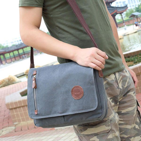 Heren Canvas Schoudertas Casual Messenger Bag Retro Laptoptas