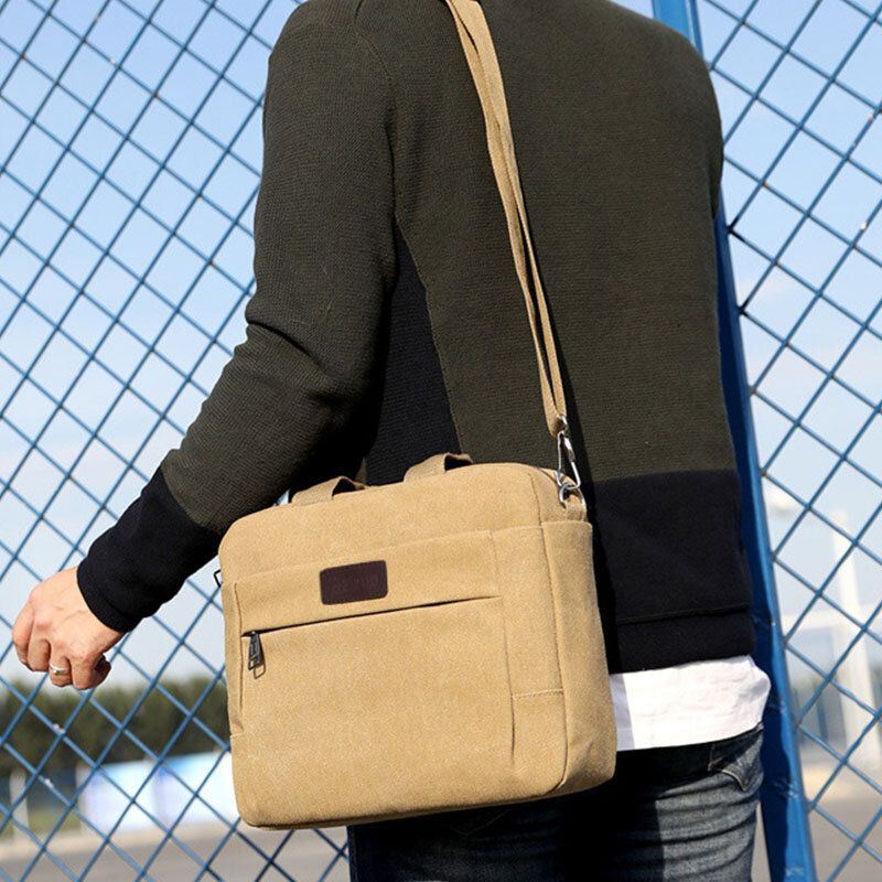 Heren Canvas Schoudertas Crossbody Tas Handtas Zakelijke Tas