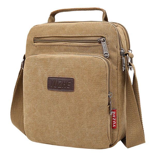 Heren Canvas Sling Bag Messenger Bag Kleine Travel Crossbody Bag Fit 9.7-inch Ipad