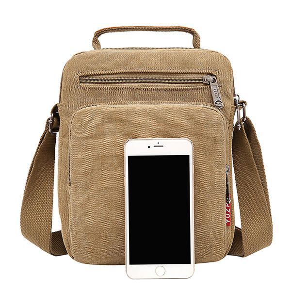 Heren Canvas Sling Bag Messenger Bag Kleine Travel Crossbody Bag Fit 9.7-inch Ipad