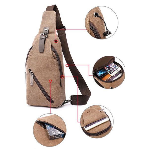 Heren Canvas Sling Bag Outdoor Sport Casual Chest Pack Crossbody Swagger Bag