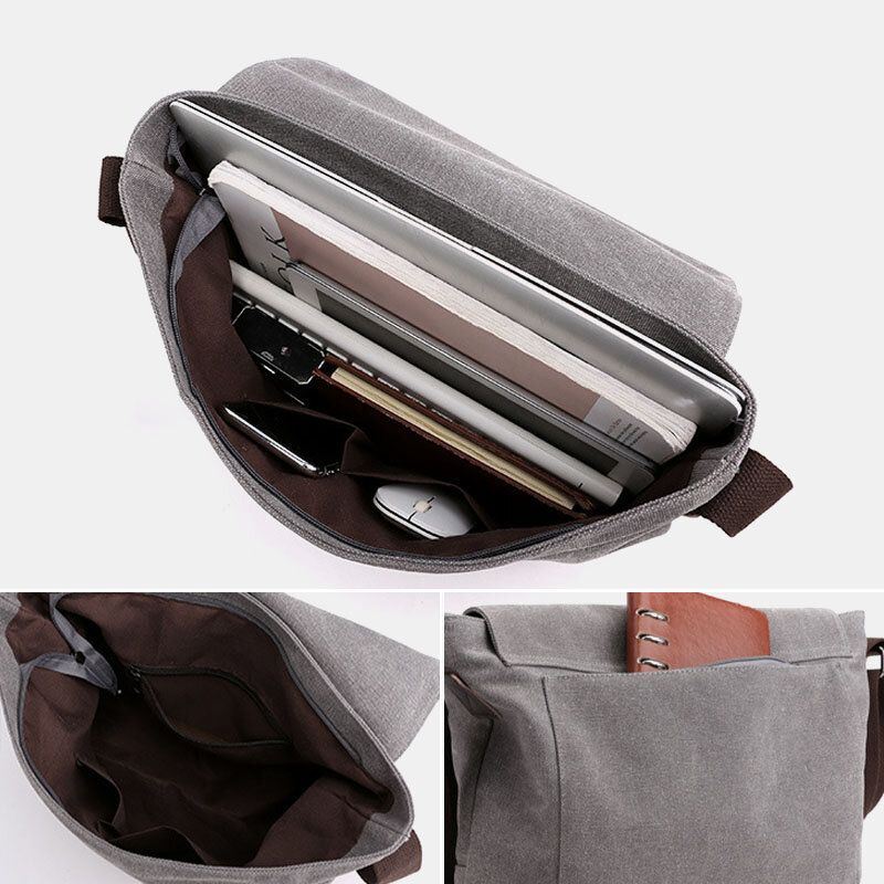 Heren Canvas Stiksels Multifunctionele Grote Capaciteit Crossbody Schoudertas Zakelijke Reistas