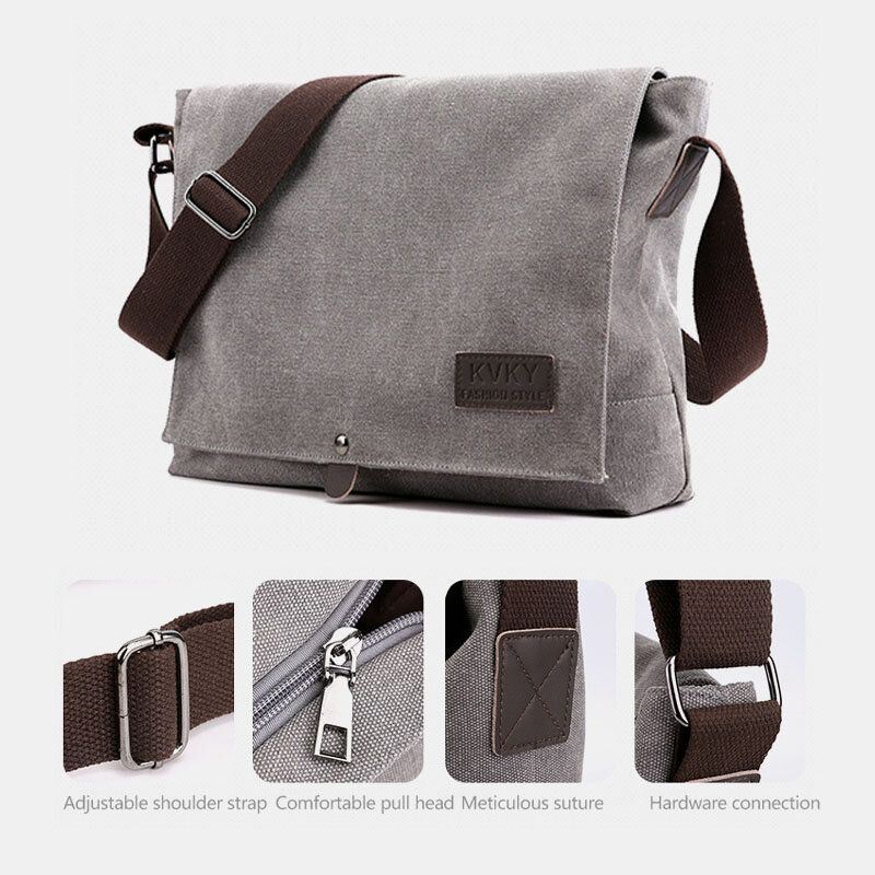 Heren Canvas Stiksels Multifunctionele Grote Capaciteit Crossbody Schoudertas Zakelijke Reistas