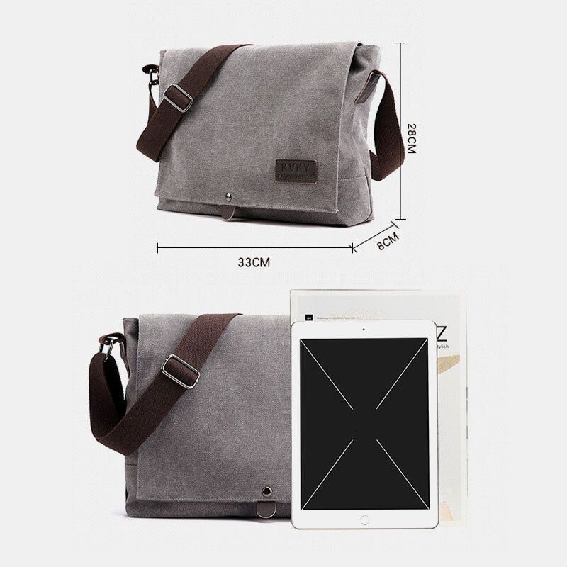 Heren Canvas Stiksels Multifunctionele Grote Capaciteit Crossbody Schoudertas Zakelijke Reistas