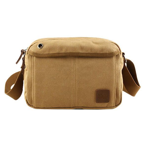 Heren Canvas Vintage Leisure Crossbody Tas Solide Horizontale Schoudertas Weekendtas