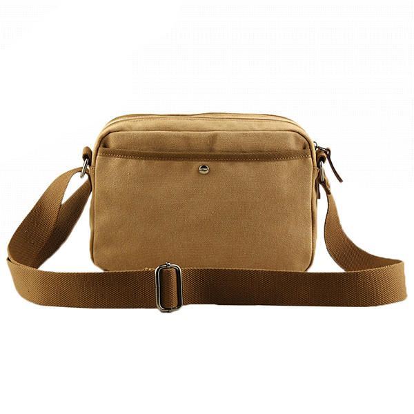 Heren Canvas Vintage Leisure Crossbody Tas Solide Horizontale Schoudertas Weekendtas