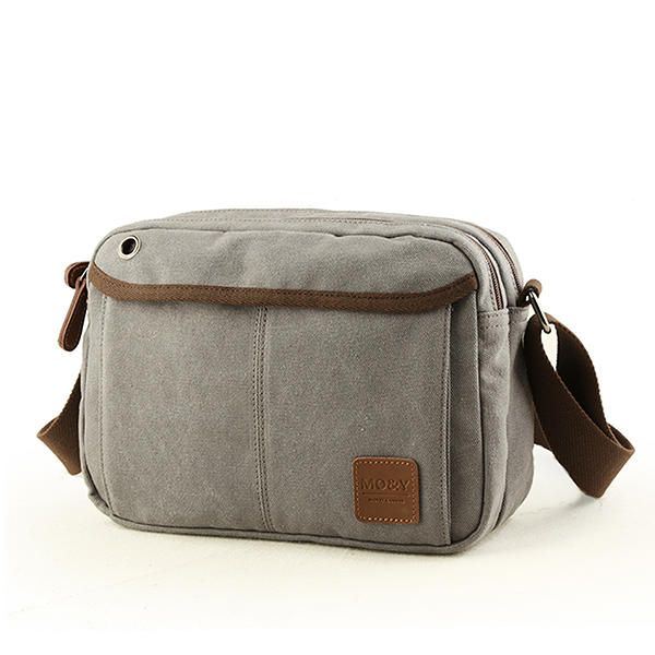 Heren Canvas Vintage Leisure Crossbody Tas Solide Horizontale Schoudertas Weekendtas