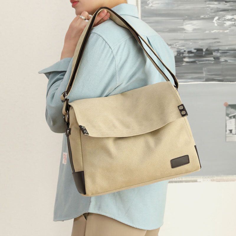 Heren Canvas Vintage Multifunctionele Crossbody Tas Met Grote Capaciteit Casual Schoudertas