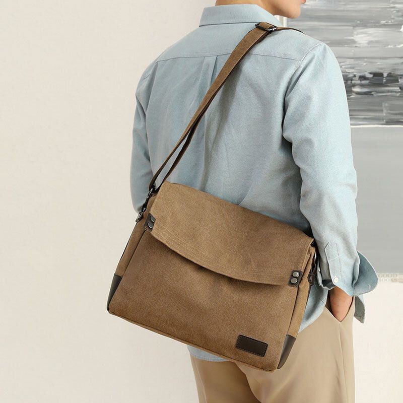 Heren Canvas Vintage Multifunctionele Crossbody Tas Met Grote Capaciteit Casual Schoudertas