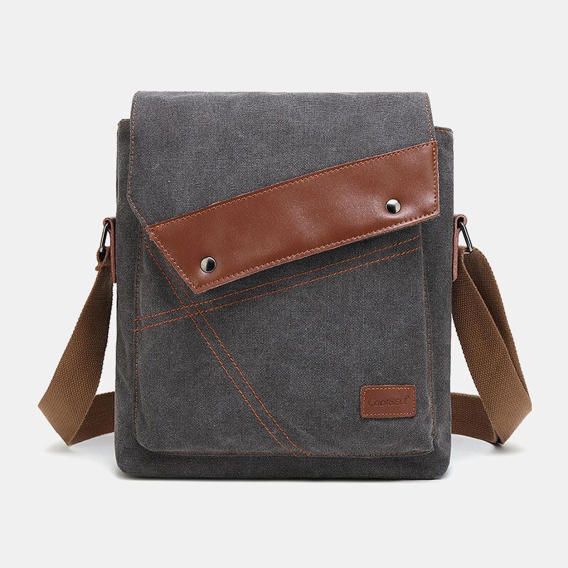 Heren Canvas Waterdichte Multi-compartimenten Flap-over Crossbody Schoudertas