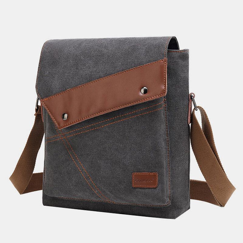 Heren Canvas Waterdichte Multi-compartimenten Flap-over Crossbody Schoudertas