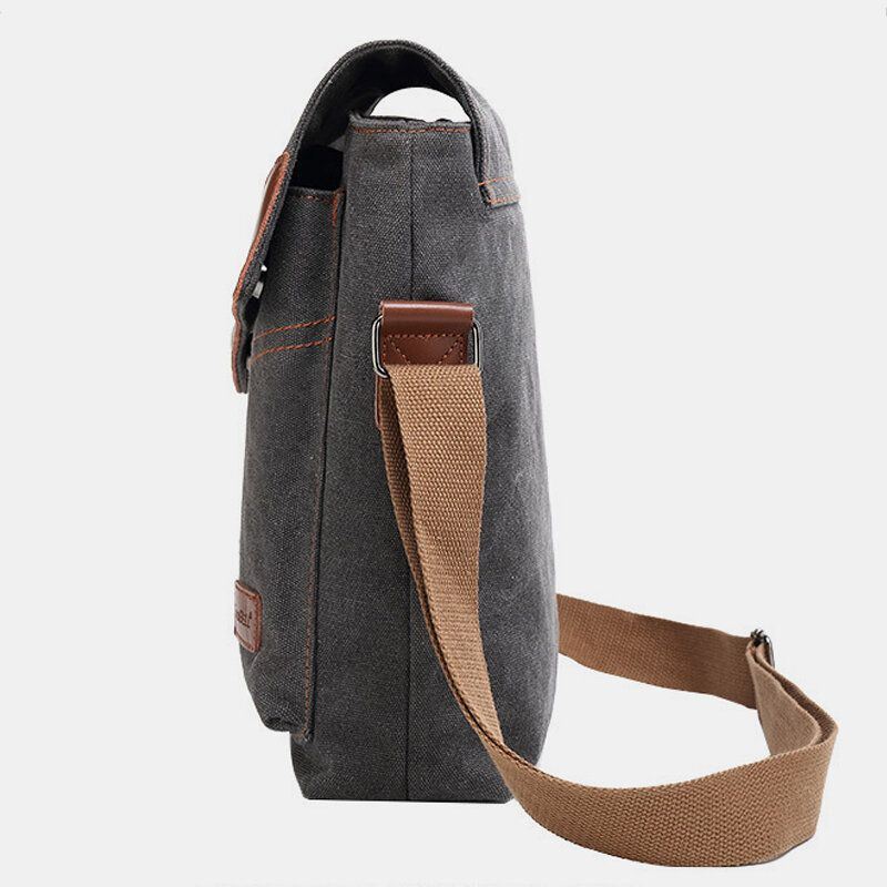 Heren Canvas Waterdichte Multi-compartimenten Flap-over Crossbody Schoudertas