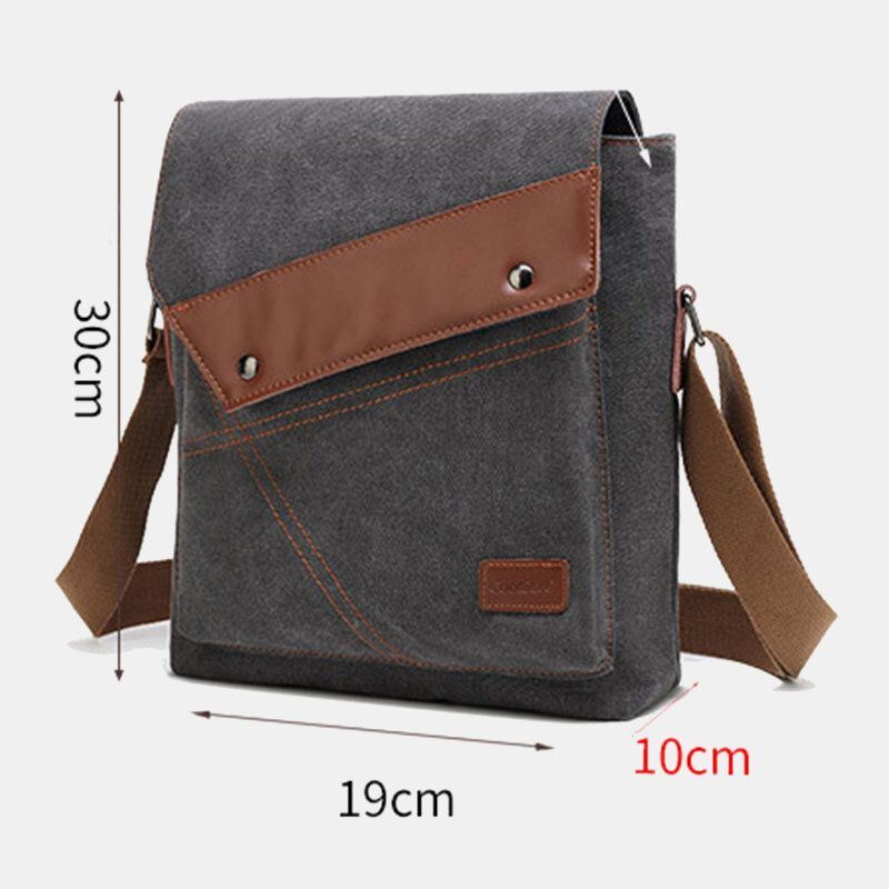 Heren Canvas Waterdichte Multi-compartimenten Flap-over Crossbody Schoudertas