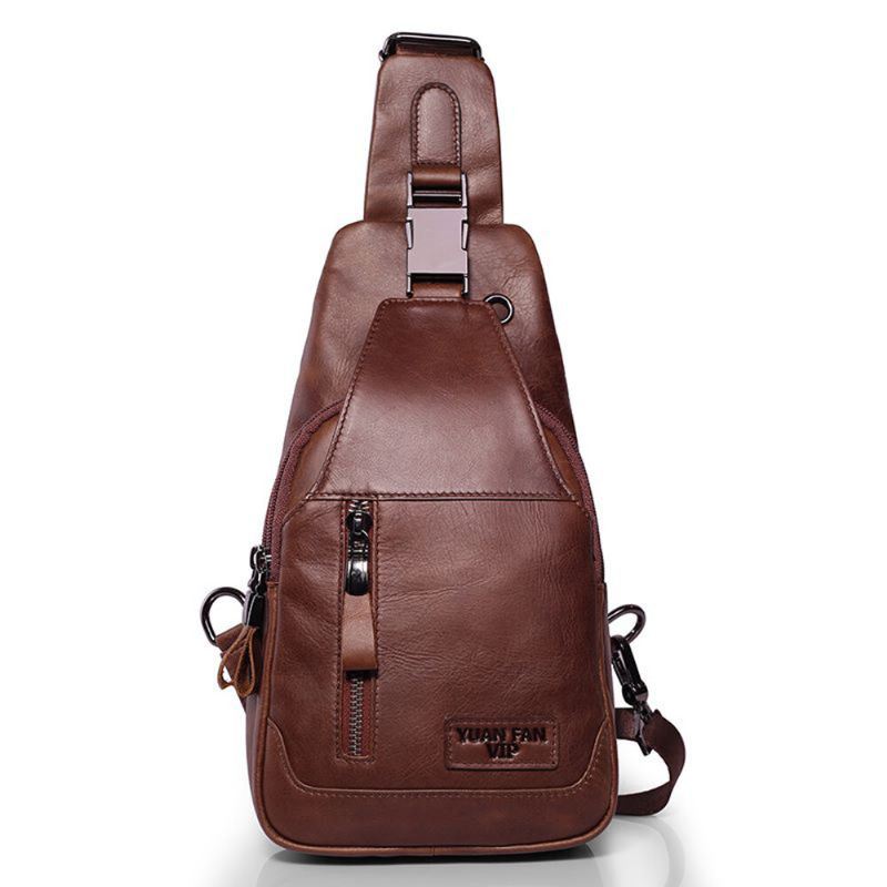 Heren Casual Lederen Olie Wax Borsttas Crossbody Tas