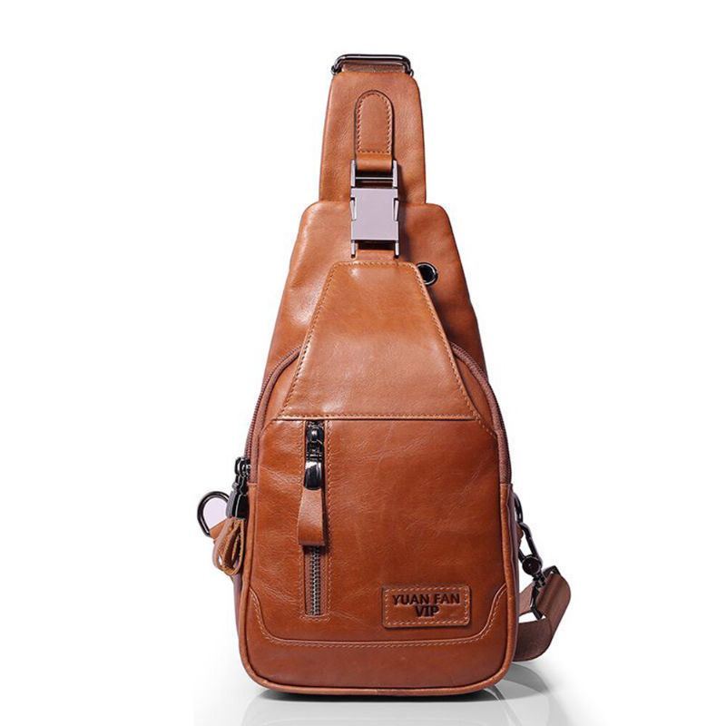 Heren Casual Lederen Olie Wax Borsttas Crossbody Tas