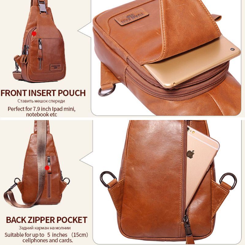 Heren Casual Lederen Olie Wax Borsttas Crossbody Tas