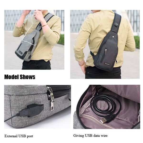 Heren Dames Usb-poort Casual Outdoor Borsttas Crossbodytas