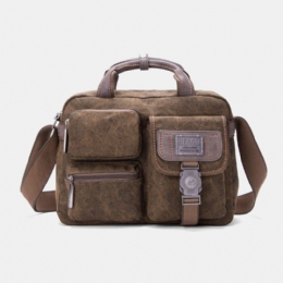 Heren Dikker Canvas Multi-pocket Grote Capaciteit Crossbody Schoudertas Terug Anti-diefstal Pocket Handtas