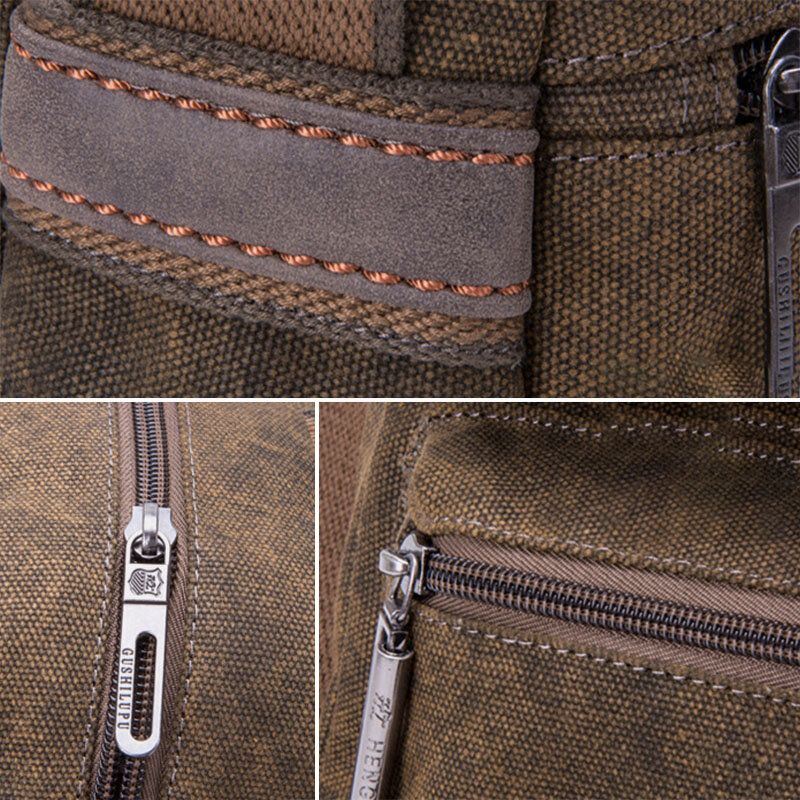 Heren Dikker Canvas Multi-pocket Grote Capaciteit Crossbody Schoudertas Terug Anti-diefstal Pocket Handtas