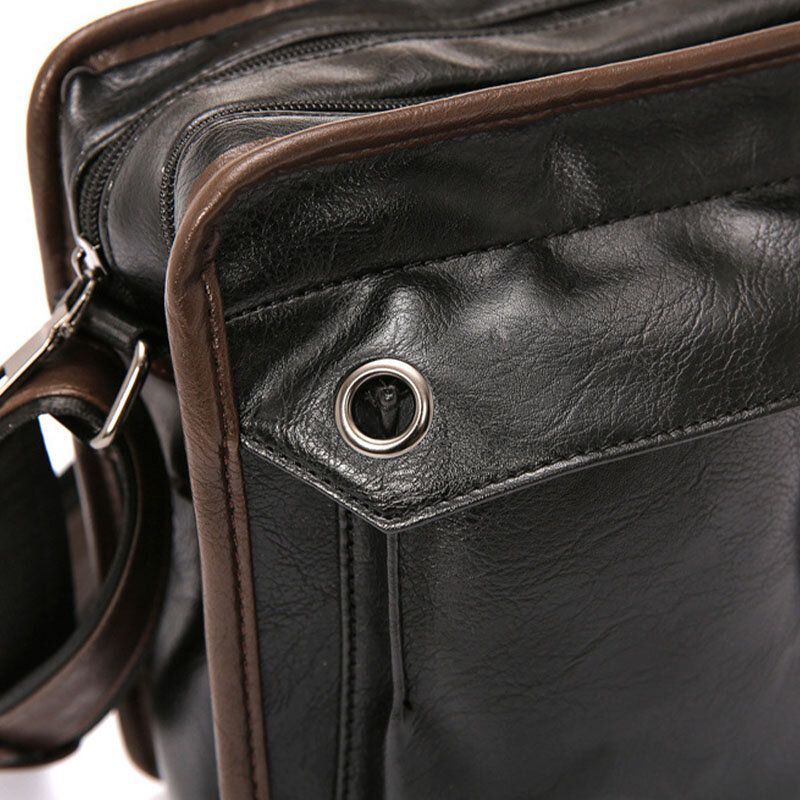 Heren Dubbellaags Multi-pocket Crossbody Tassen Mode Toevallige Hoofdtelefoon Gat Ontwerp 14 Inch Laptoptas Schoudertas