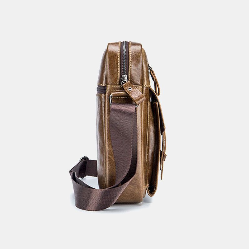 Heren Echt Lederen Multi-pocket Anti-diefstal Crossbody Tas Schoudertas