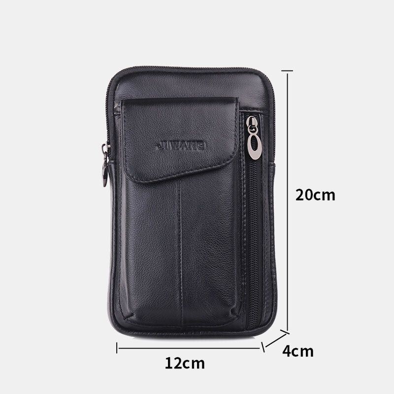 Heren Echt Leer 6.5 Inch Telefoon Tas Heuptas Heuptas Crossbody Tas