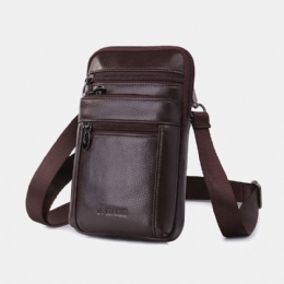 Heren Echt Leer 7 Inch Telefoon Tas Heuptas Heuptas Schoudertas Crossbody Tas