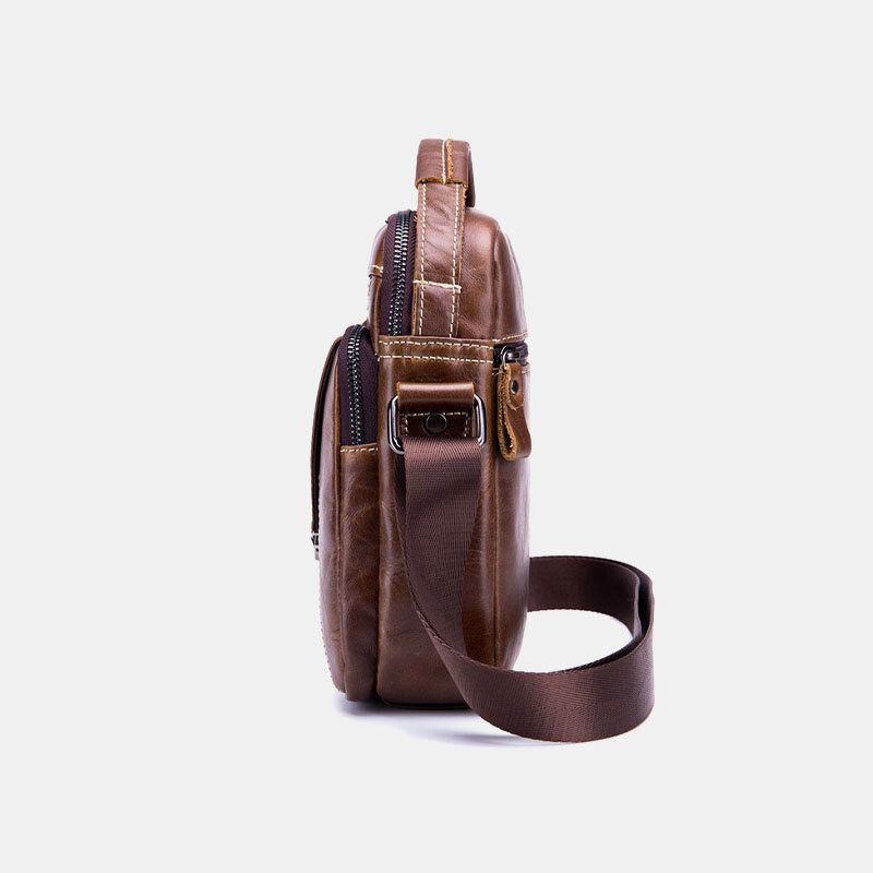 Heren Echt Leer Anti-diefstal Multi-lagen Casual Crossbody Tas Schoudertas