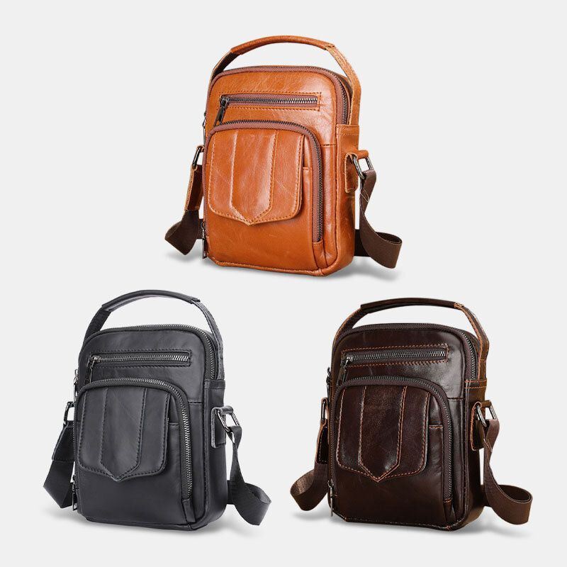 Heren Echt Leer Casual Slijtvaste Waterdichte Crossbody Tas