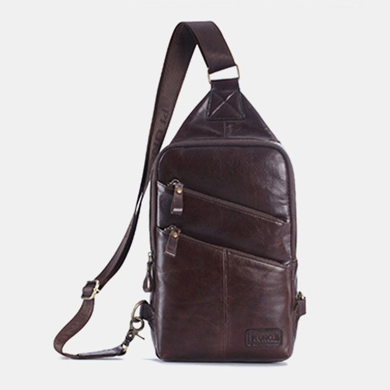 Heren Echt Leer Casual Zakelijke Crossbody Tas Borsttas Outdoor