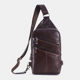 Heren Echt Leer Casual Zakelijke Crossbody Tas Borsttas Outdoor