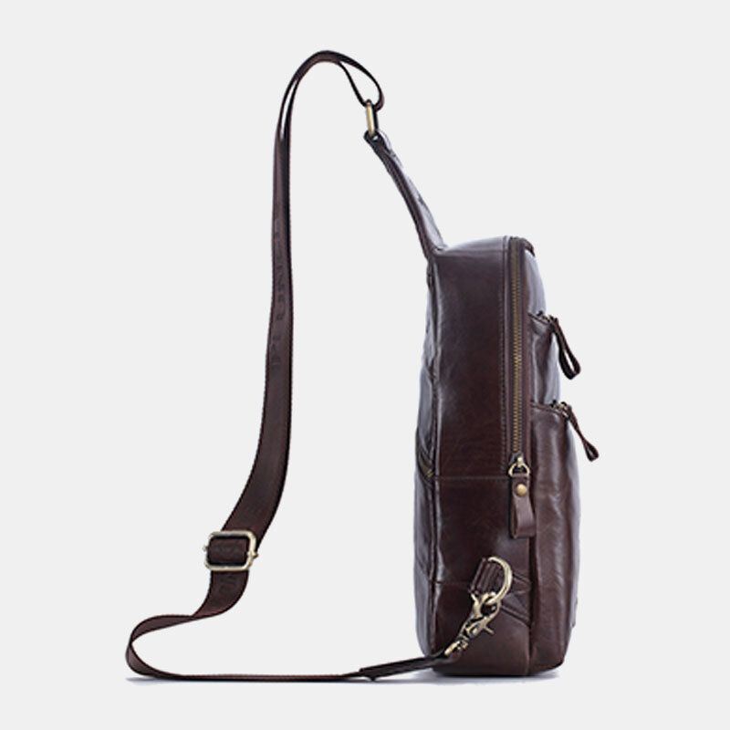 Heren Echt Leer Casual Zakelijke Crossbody Tas Borsttas Outdoor