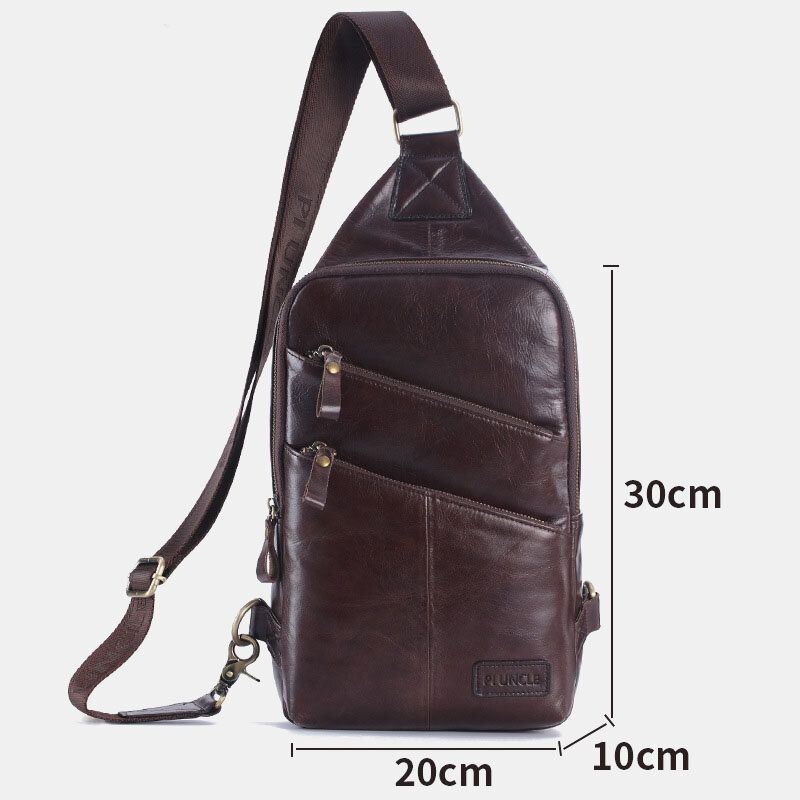 Heren Echt Leer Casual Zakelijke Crossbody Tas Borsttas Outdoor