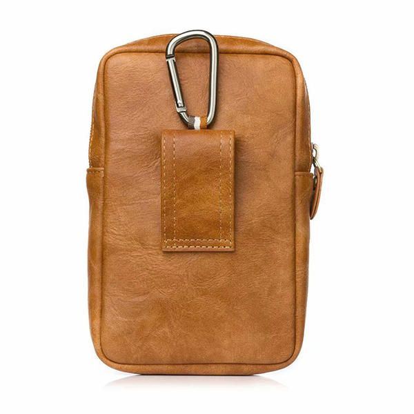 Heren Echt Leer Dubbele Rits Heuptas Crossbody Tas