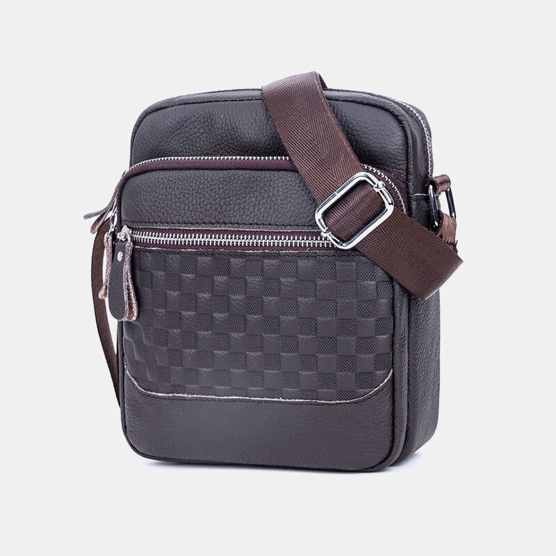 Heren Echt Leer Geweven Waterdichte Multifunctionele Multi-layer Crossbody Tas Schoudertas